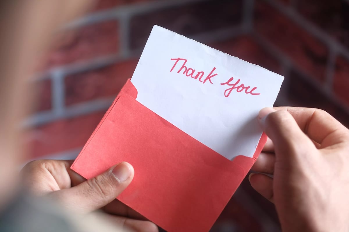 thank you card reading recipient